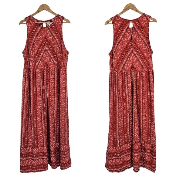 True Craft Boho Western Sleeveless Striped Cotton Plus Size Fall Maxi Dress 3X - Picture 1 of 12